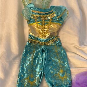 Sparkling Turquoise and Gold Kids Dance Costume